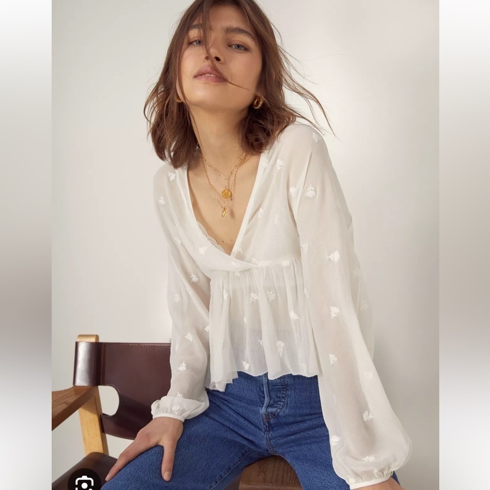 Aritzia Wilfred  Sheer Peplum Blouse